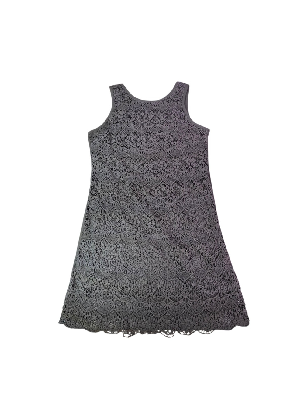 Forever 21 Charcoal Gray Scallop Lace Overlay Tiered Mini Dress